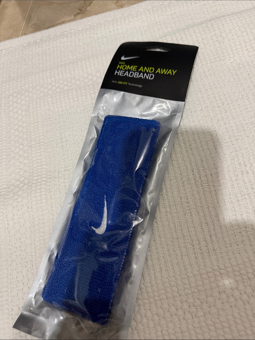 Nike Blue Terry Headband with White Swoosh